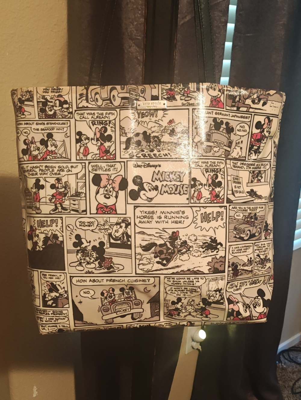 Disney Black & White Comic Strip Tote with Red Accents